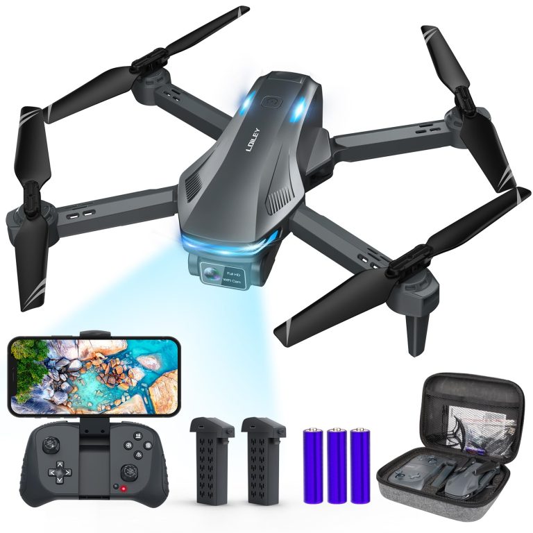 Loiley Drone with Camera for Adults Kids, 1080P HD FPV Camera Drones with Carrying Case,2 Rechargeable Batteries, Grey