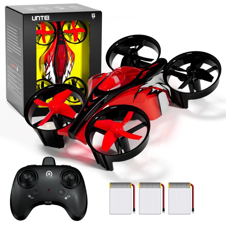 UNTEI 2 In 1 Mini Drones for Kids Remote Control Drone with Land Mode or Fly Mode, LED Lights,Auto Hovering, 3D Flip,Headless Mode and 2 Batteries,Toys Gifts for Boys Girls (Harbor Pink)