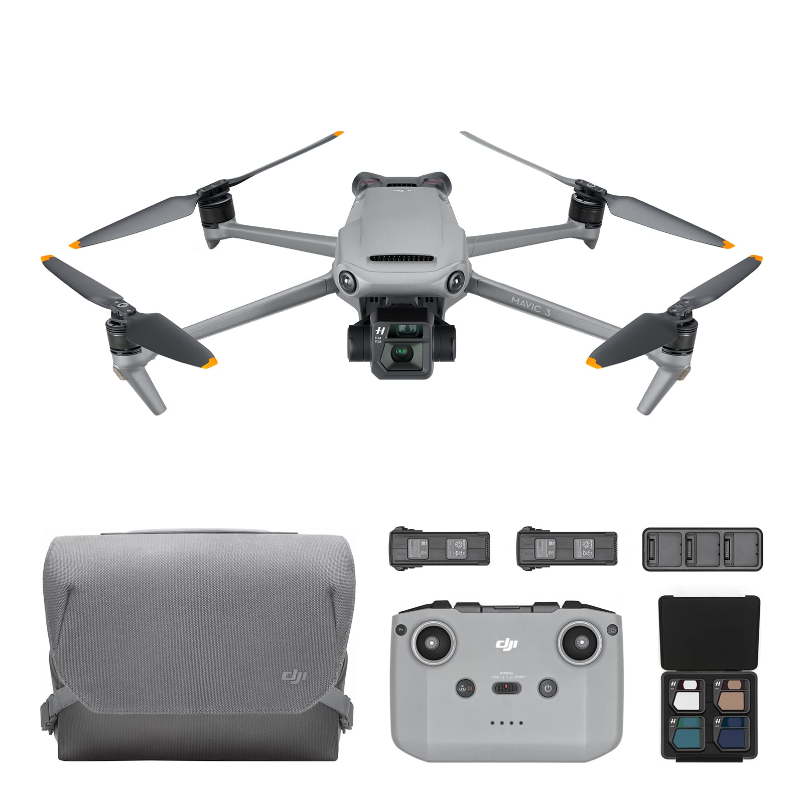 DJI Mavic 3 Fly More Combo, Drone with 4/3 CMOS Hasselblad Camera, 5.1K Video, Omnidirectional Obstacle Sensing, 46 Mins Flight, Advanced Auto Return, 2 Extra Batteries, FAA Remote ID Compliant, Gray