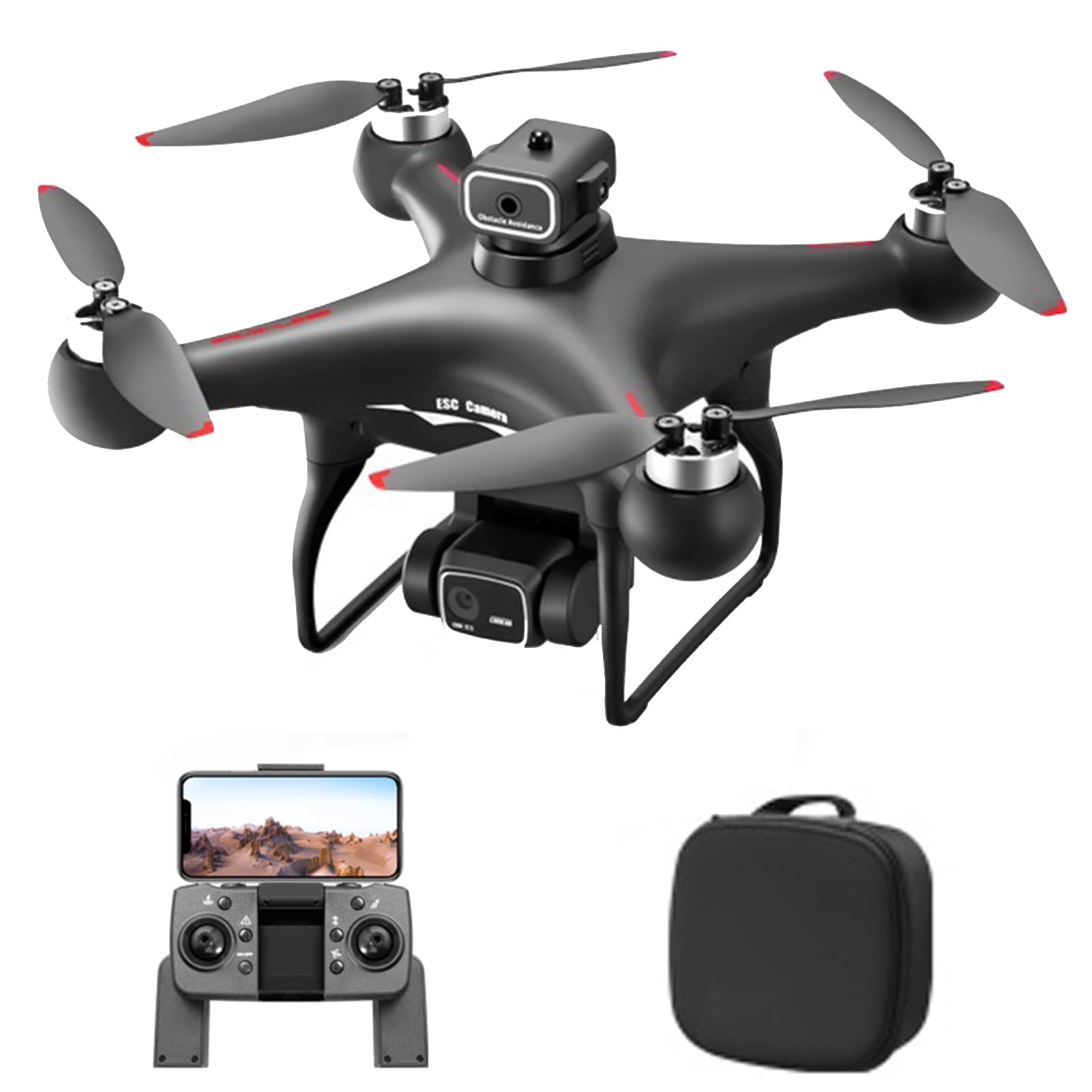 GoolRC S116 Drone with 4K Camera for Adults, RC Quadcopter with Obstacle Avoidance, Optical Flow, Trajectory Flight, Headless Mode, Gravity Sensor, Brushless Motor, Storage Bag and 2 Batteries (Black)