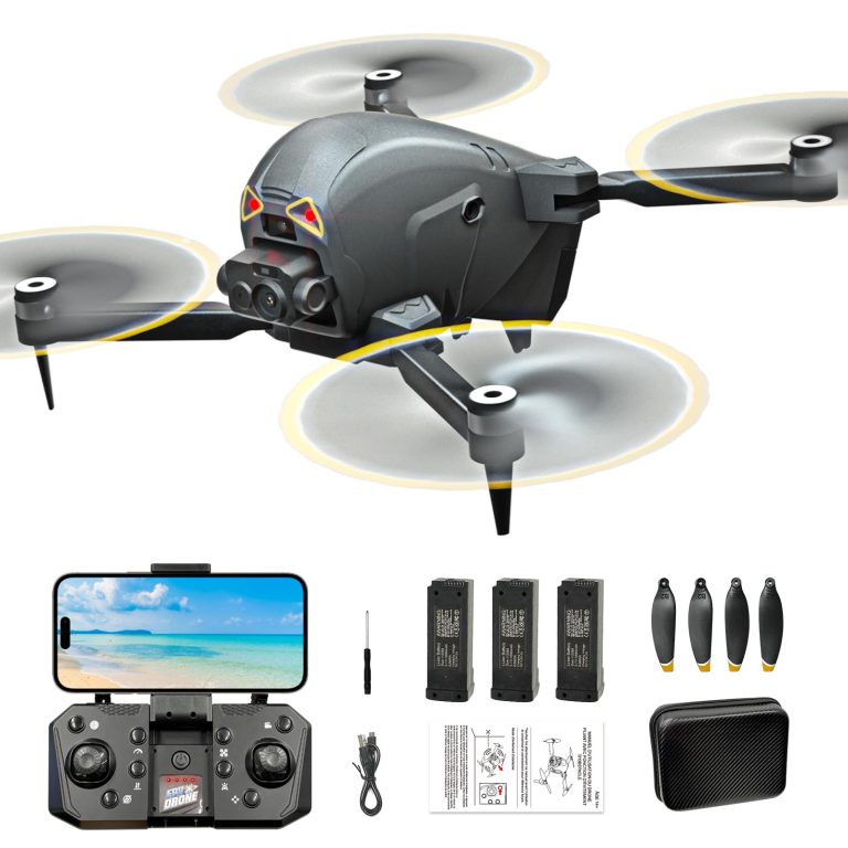 HYTOBP S177 FPV Drone with Camera for Adults 4K, Dual Camera, 360° Obstacle Avoidance, 45 Mins Flight, 3 Batteries, Brushless Motor, 90° Adjustable Lens, One Key Take Off/Land, Camera Drone for Adults
