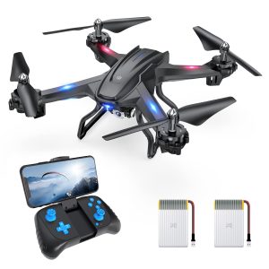 UranHub Drone with Camera for Adults HD 2K Live Video Drone for Beginners and Kids w/Gesture Control, Voice Control, Altitude Hold, Headless Mode, 2 Batteries, Compatible with VR Glasses