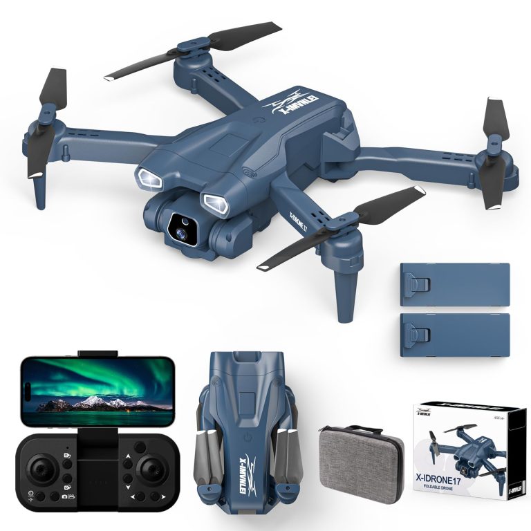 Drones with 2 Camera HD1080P for adults,Foldable drone 720p Wifi FPV RC Quadcopter for Beginners,Aircraft 135° Electrically Adjustable Camera,Optical Flow Positioning,3D Flip,One Key Start,2 Batteries