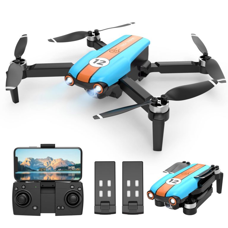 LMRC-12 Drone with Camera for Adults Beginner, Foldable 2.4GHz FPV Drone for Kids 8-12, Less than 249g, RC Quadcopter Toys Gifts with Brushless Motor, Altitude Hold, 2 Batteries, Black