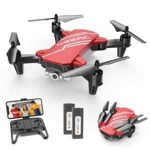 DEERC D20 Mini Drone for Kids with 720P HD FPV Camera Remote Control Toys Gifts for Boys Girls with Altitude Hold, Headless Mode, One Key Start Speed Adjustment, 3D Flips 2 Batteries, Red