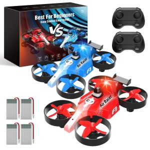 Drones for Kids, Mini Drone for Beginners, Small Indoor RC Quadcopter Helicopter Plane with Air-Ground Dual Mode Switch, Headless Mode, 3D Flip, Auto Hovering and 2 Batteries, Toy Gift for Boys and Girls, Blue