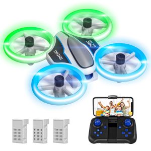 M2C Mini Drone for Kids and Beginners with Camera 1080P HD FPV RC Nano Quadcopter Indoor Small Helicopter Airplane with LED Light,Altitude Hold,Gesture Selfie and 3D Flips, 3 Batteries, Easy to Fly,Birthday and Xmas Gifts Toys for Boys and Girls (Blue)