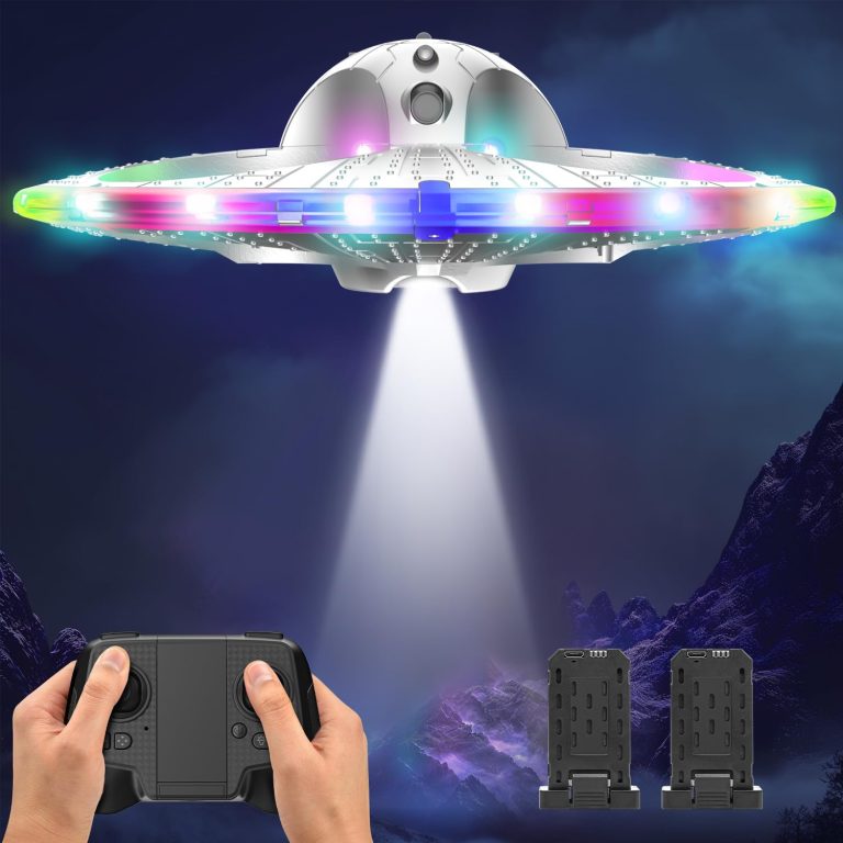 UFO Drone for Kids and Beginners RC Plane with Light, Remote Control Airplane Quadcopter Helicopter with Auto Hovering, 3D Flip and 2 Batteries (15 Mins), Great Gift Toy for Boys and Girls