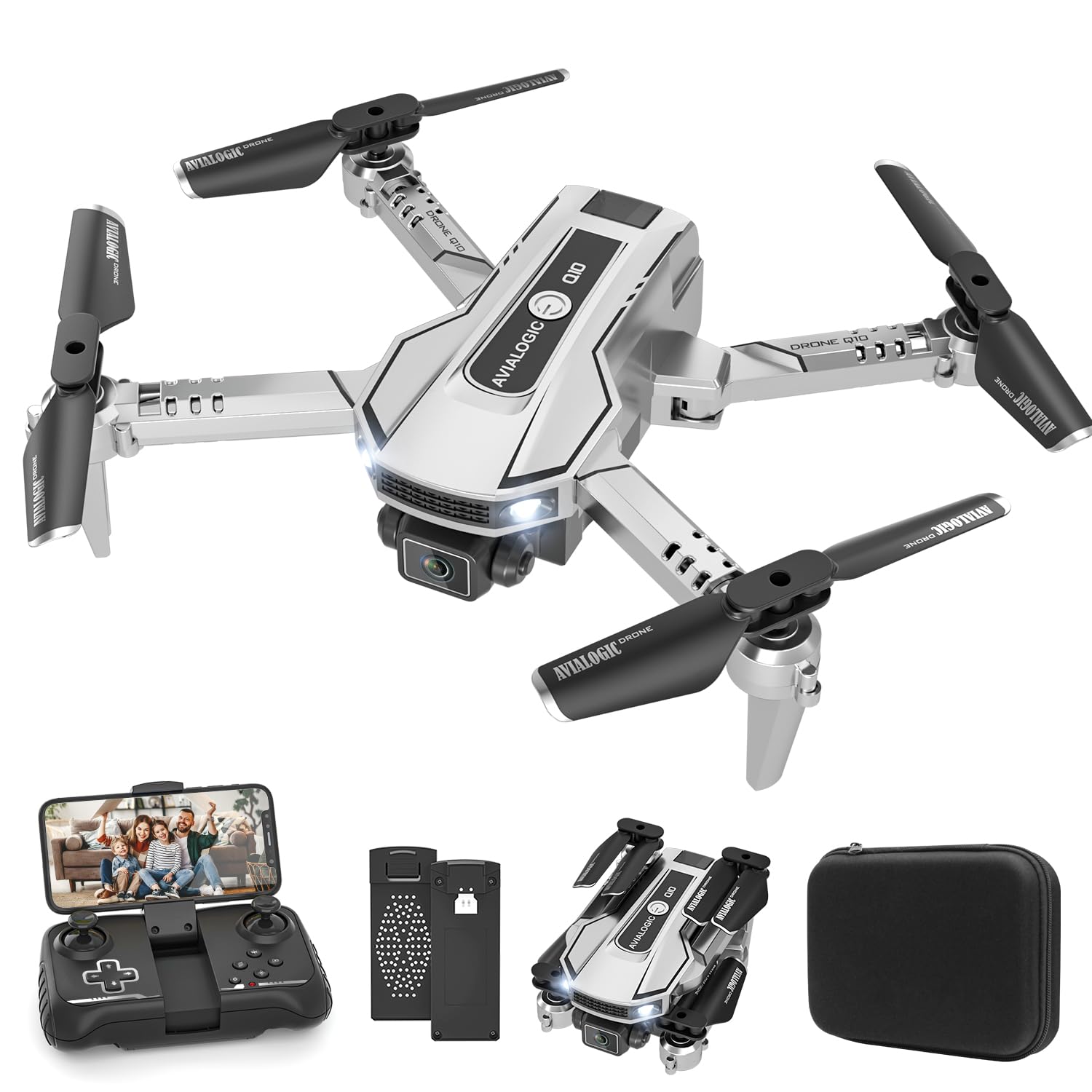 AVIALOGIC Mini Drone with Camera for Kids, Remote Control Helicopter Toys Gifts for Boys Girls, FPV RC Quadcopter with 1080P HD Live Video Camera, Altitude Hold, Gravity Control, 2 Batteries, Black