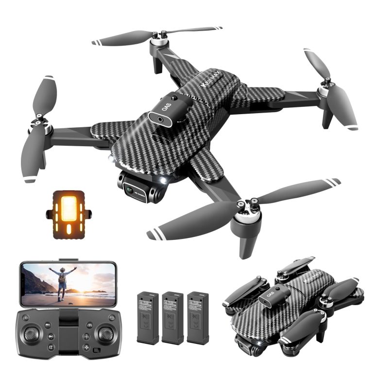 K611Max Foldable Drone is features an 1080P FPV Camera,Altitude Hold,Emergency Stop,1 Anti-Collision Lights,3 Batteries,Brushless Motor,UFO Remote Control Quadcopter for Kids Beginners (black.)