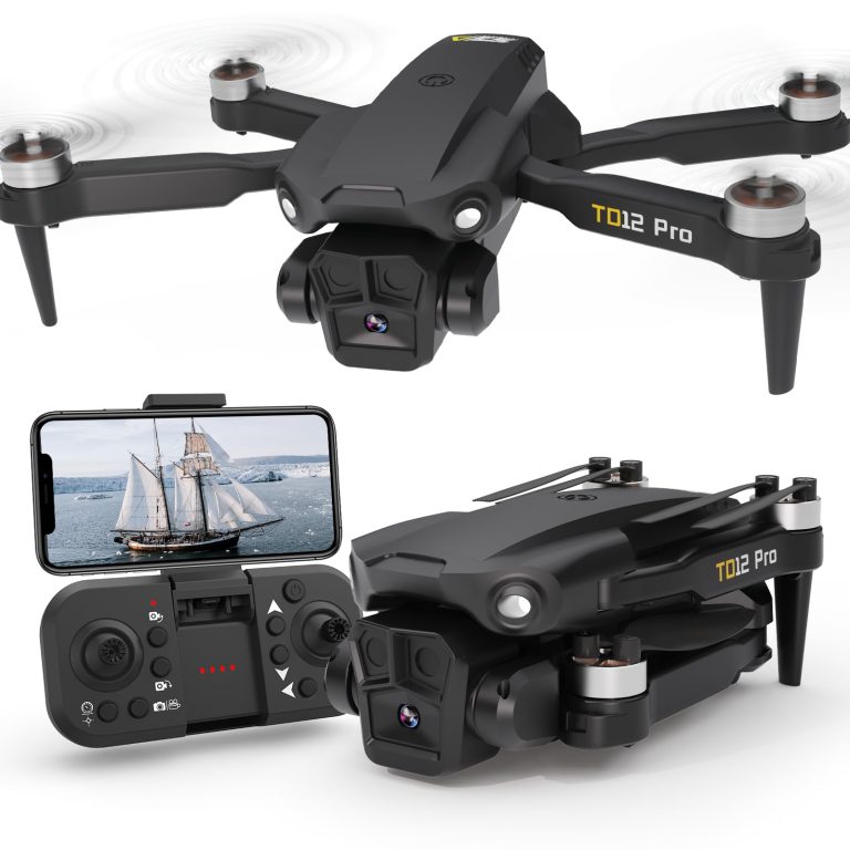 Toladrone Drone with Camera, Brushless Motor Drone with Dual Camera 5G WiFi FPV Drone for Adults, RC Drone with ESC Camera, Optical Flow Positioning Drones for Adults Beginners Mini Drone TD12Pro