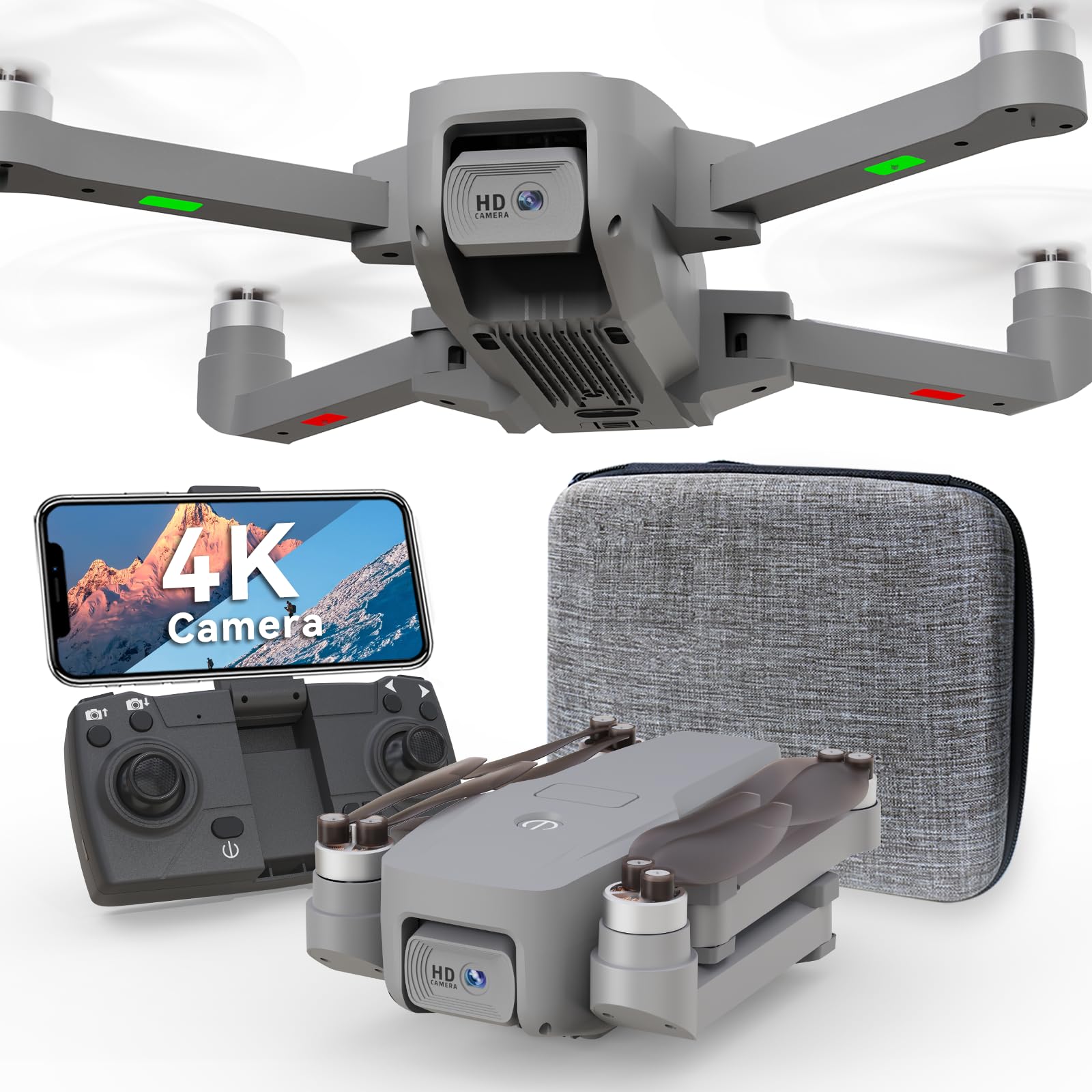 TTROARDS 16P-D Brushless Motor Drone with 4K Camera for Adults 5G Wifi Adjustable Lens Wind protection level 4 One Touch Takeoff/Landing Altitude 40KM/H Hold Mini Foldable Drone RC Quadcopter Toys Gift