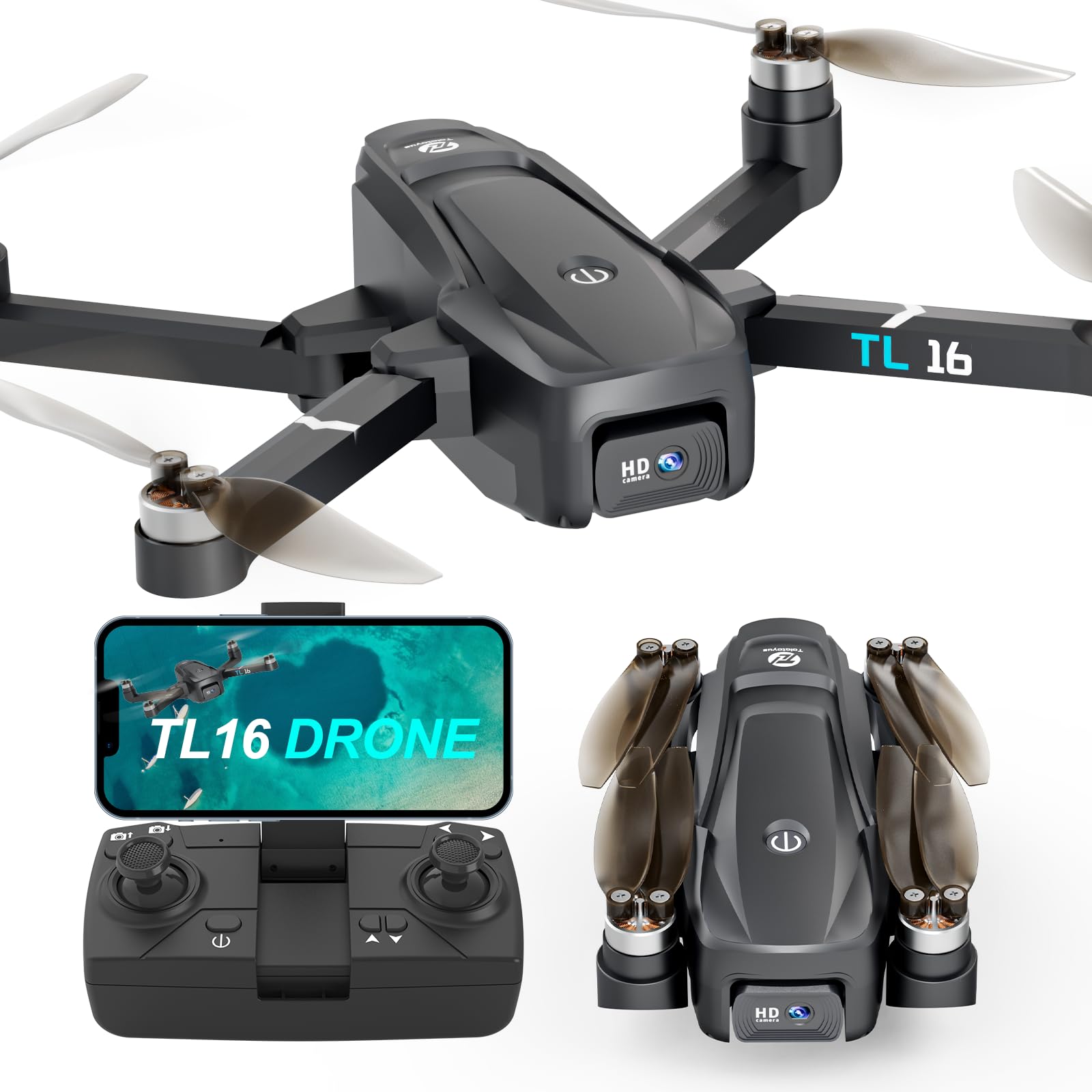Drone with Camera Brushless Motor Drones for Adults Beginners 2 Cameras FPV RC Quadcopters Foldable Motorized Adjustable 1080P UAV APP Control 3D Flips Easy to Fly Toys Gifts Carrying Bag