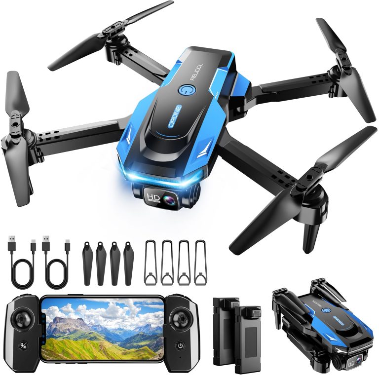 Drone with 1080P Camera – Foldable Remote Control Quadcopter with Voice Gesture Control, 3D Flip, One Key Start, Emergency Stop, 2 Batteries, Easier to use, Toy for Kids Adults Beginners, Grey