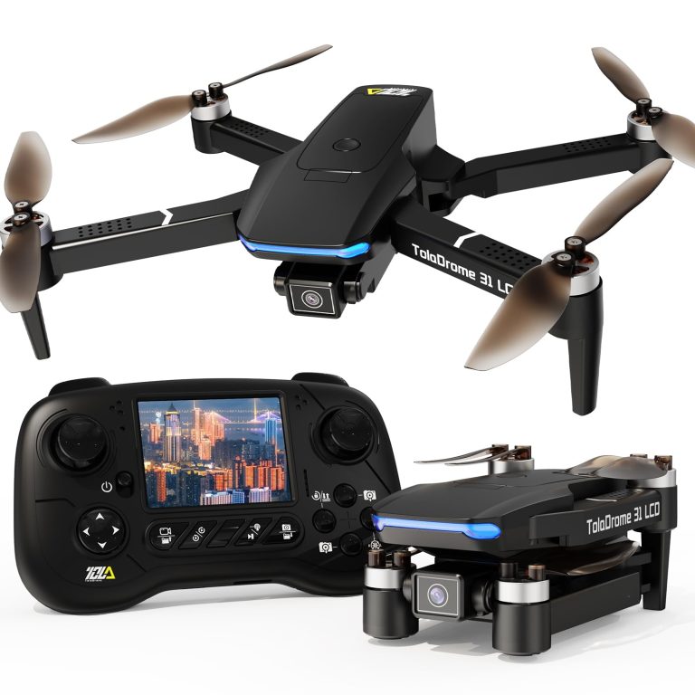 TD31LCD Drone with Camera LCD Screen Digital Image FPV Transmission Remote Control Brushless Motor Drones for Adults Headless Mode 3D Flip RC Quadcopters for Beginners