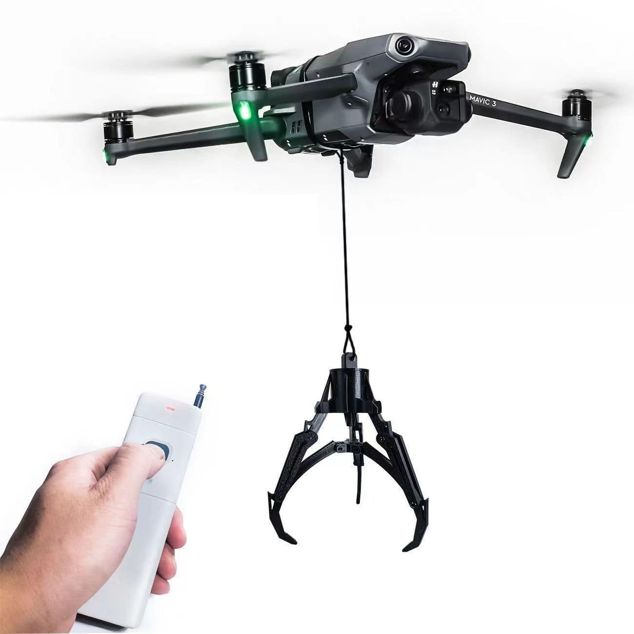 Drone remote control intelligent mechanical claw air releaser pick-up device fishing cast bait fixed-point drop device for DJI drone （We don’t sell drones）