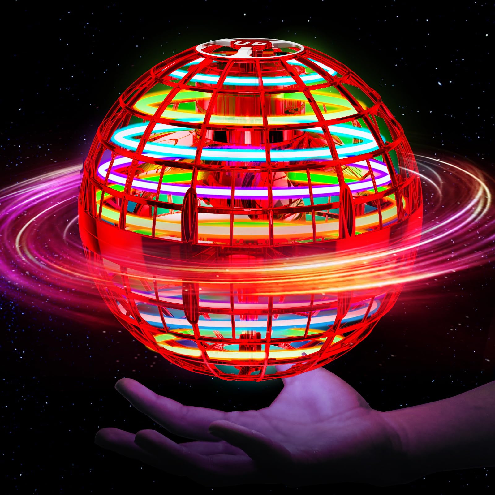 Ivtivfu Flying Orb Ball (Blue, 2024 Upgraded) with Dazzling Lights, Magic Hover Spinner, Cool Boomerang Drone, Floating Cosmic Globe, Kids Outdoor Toys, for 6 7 8 9 10 Year Old Boys Girls