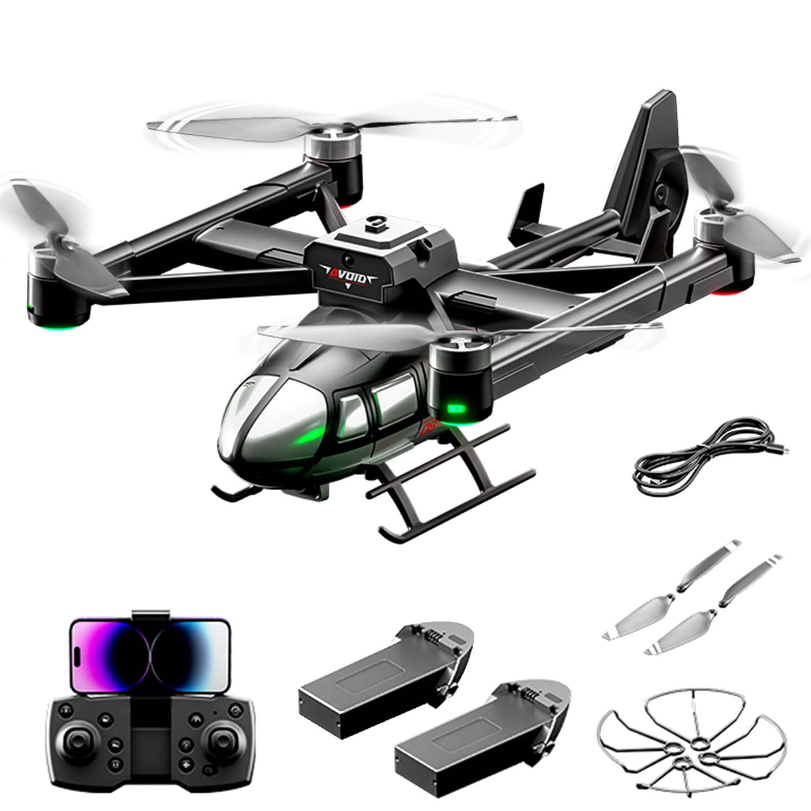 Losbenco Camera Drone for Kids 8-12 & Adults, Beginner-Friendly Mini Drone with 360° Flips, One-Key Take Off/Landing, Headless Mode, 2 Batteries, RC Quadcopter Toys for Boys Girls Age 6-14