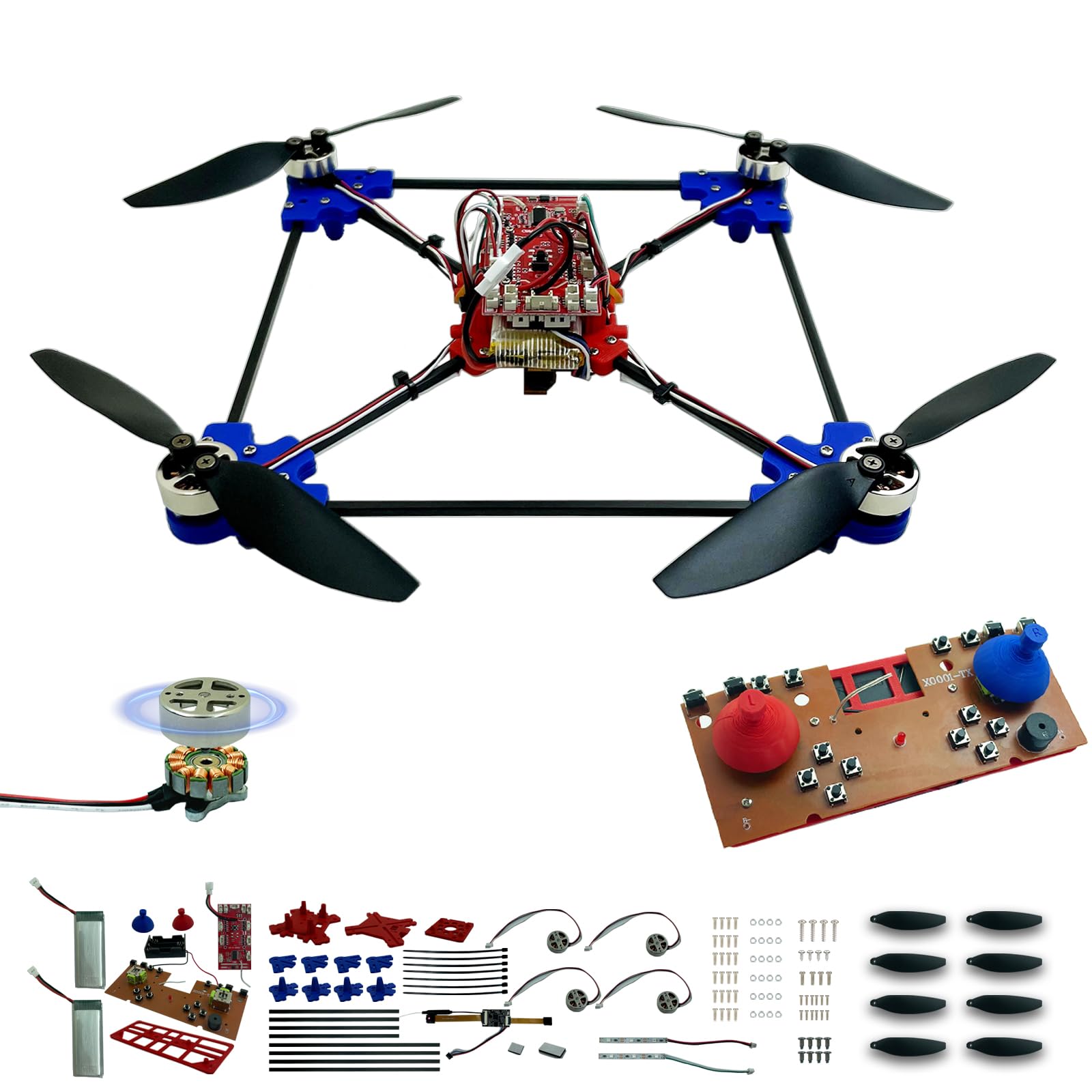 Quadrotor Drone DIY Kit: A Unique STEM Project with Brushless Motor, Optical Flow Hovering, One-Click Takeoff and Landing, and 360° Flip for DIY Enthusiasts to Learn Drone Basics