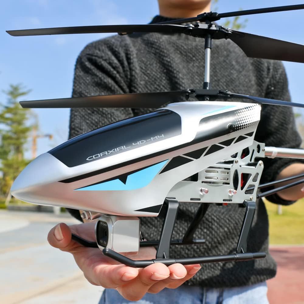 SREJNGL Large 72CM 4K Dual Camera Remote Control Helicopter, Alloy Drop-Proof RC Helicopter with Colored LED Light, Night Sky Flight Gifts for Teens, Boys and Girls