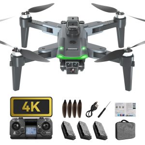 HYTOBP GPS Drone with 4K Camera for Adults, S166 Drone Under 249g 5GHz Transmission 3 Batteries, 90° Adjustable Lens, Auto Return, Follow Me, Brushless Motor Drones for Adults and Beginners (Black)
