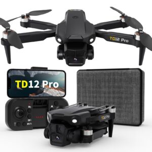 Toladrone TD12Pro Foldable Drone with Camera 4K HD for Adults, Brushless Motor RC Drone with 90° Adjustable Lens, Level 3 Wind Resistance, Optical Flow Positioning, Beginner-Friendly Features