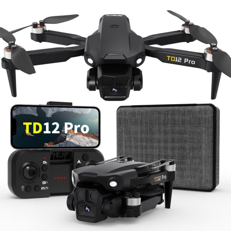 Toladrone TD12Pro Foldable Drone with Camera 4K HD for Adults, Brushless Motor RC Drone with 90° Adjustable Lens, Level 3 Wind Resistance, Optical Flow Positioning, Beginner-Friendly Features