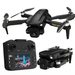 Toladrone TD12LCD Drone with Camera, Foldable RC Drone with LCD Screen Remote Control Brushless Motor Dron Optical Flow Positioning Drones for Adults Quadcopter for Beginners