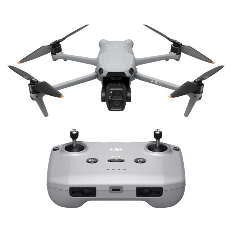 DJI Air 3S Fly More Combo (RC-N3), Drone with 1″ CMOS Wide-Angle & Medium Tele Camera, 4K/60fps HDR Video, Nightscape Omnidirectional Obstacle Sensing & 3 Batteries for Extended Flight Time