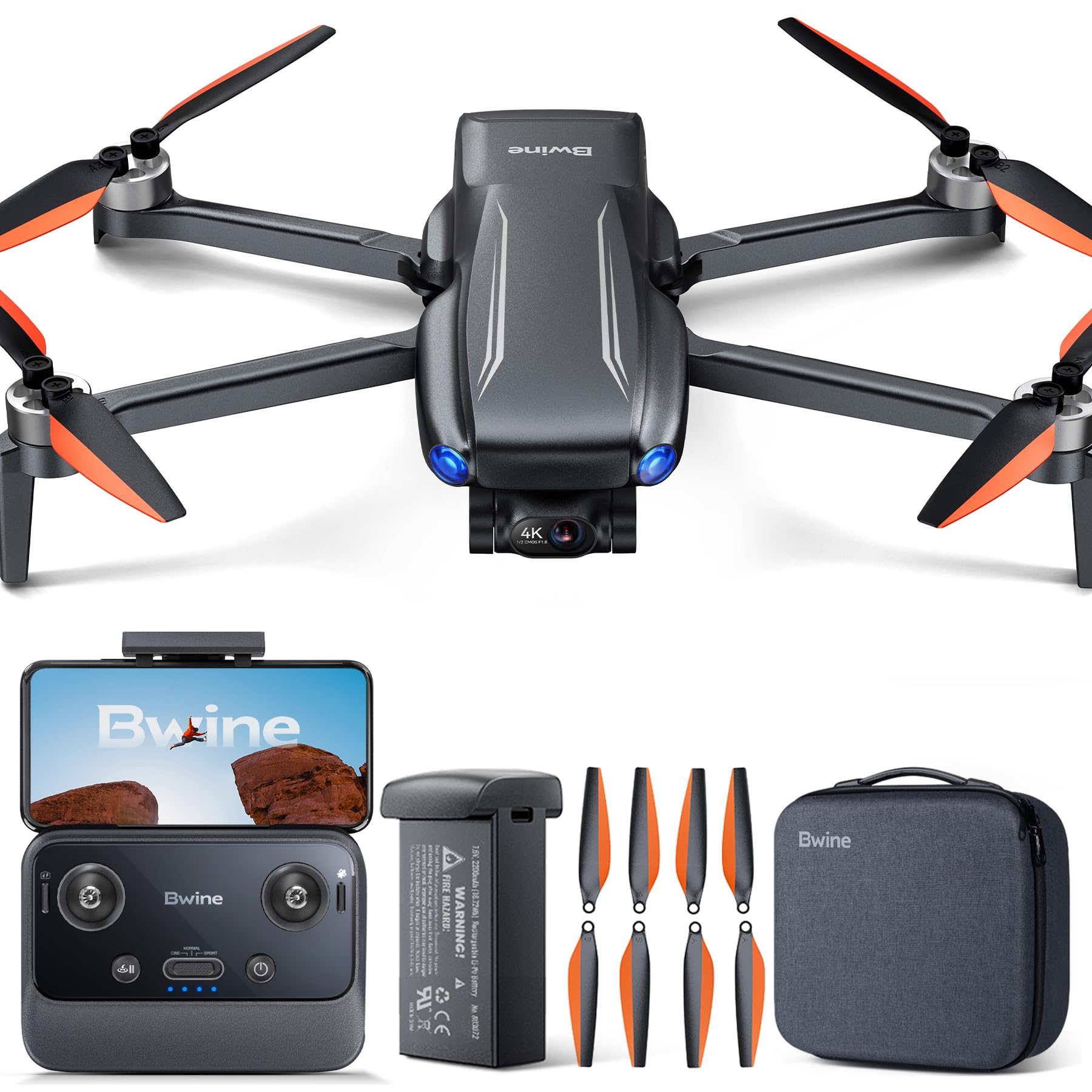 Bwine F7MINI 8K Photo Drones with Camera for Adults 4K Video Quadcopter, 3-Axis Brushless Gimbal EIS, 96 Mins, 20000ft FPV Control, AI GPS Smart Return, Follow, waypoint, Orbit Fly, Beginner, 249g