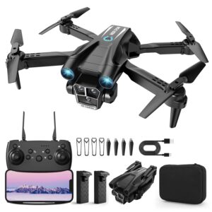 Drone with Camera 1080P HD, Mini Drone for Beginners Kids Adults, RC Quadcopter with 2 Batteries, Carrying Case, Stable Hover, Trajectory Flight, Gravity Control, One Key Take Off/Land, Black