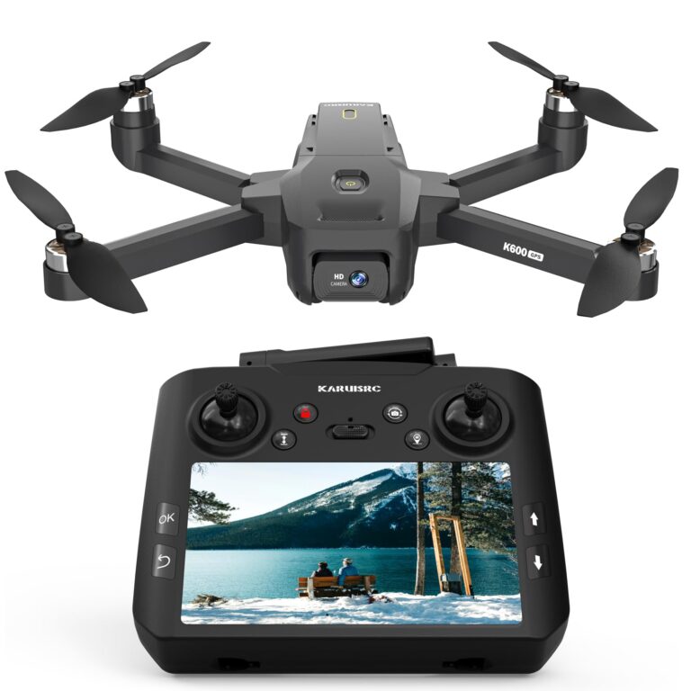 GPS Drone with Camera 4.5″ LCD Screen Remote Control, FPV Drones with Professional with Auto Return Follow Me for Adult Beginner, GPS Brushless Drone Long Range Circle Fly,Carrying Case,32G SD Card