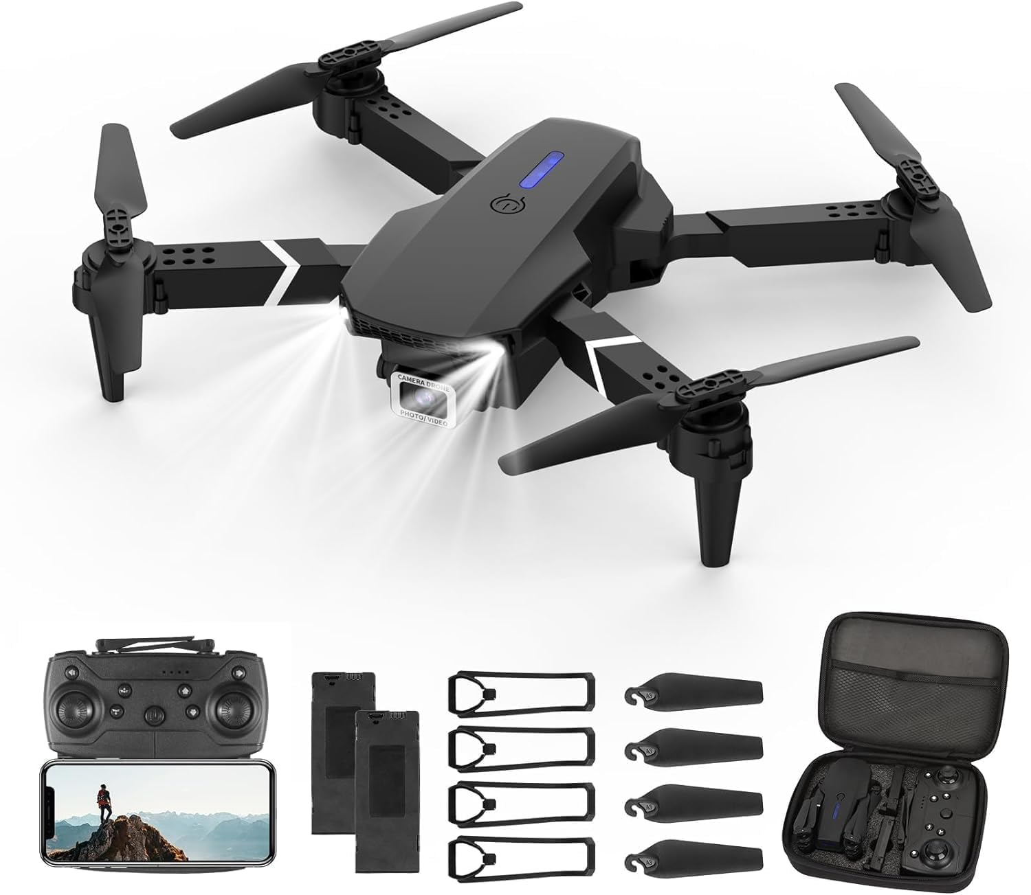 Mini Drone for Kids with 1080P Dual Cameras Remote Control Toys Gifts for Boys Girls with Altitude Hold, Headless Mode, One key Return/Emergency Stop, 3D Flips 2 Batteries, Foldable RC Quadcopter