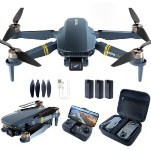2650 ft Long Range Super Endurance Foldable Drone with Camera for Beginners–60+ min Flight Time, WiFi FPV Quadcopter with 4K HD Camera, Brushless Motor, Auto Hover, Follow Me (3 Batteries)