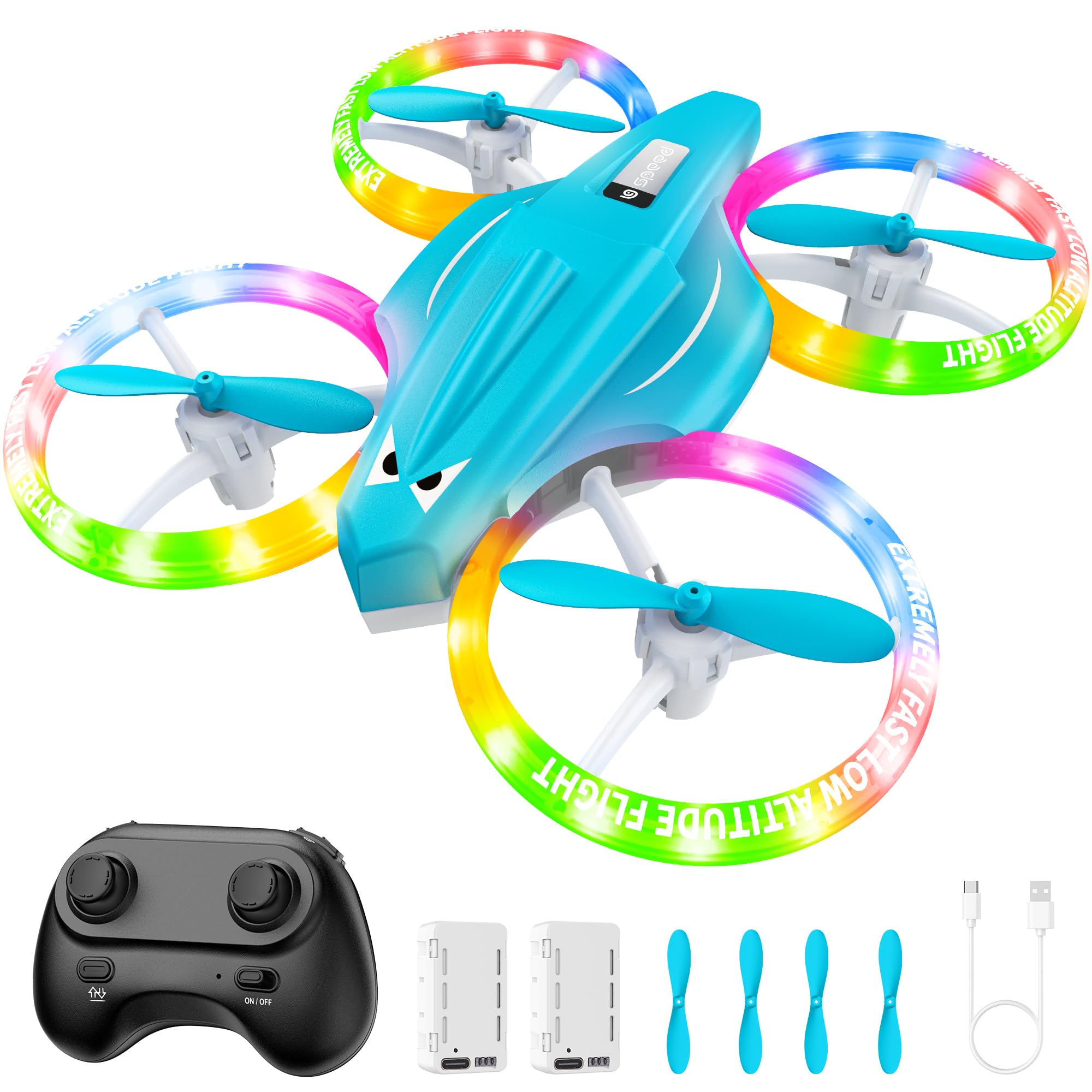 ALTITACO Drones for Kids With Cool Light, Kids Drone with 3D Flip, Altitude-Hold, Self-Rotation, Headless Mode, 3 Speed Modes, One-Click Take-off/Landing, Mini Drone for Christmas, Beginners, Indoor