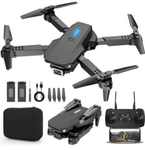 E88 Drone w/HD Dual Camera for Beginners Simple Foldable RC Quadcopter With Real-Time Video and Rechargable Battery