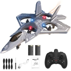 SNACKTANT Foam RC Airplane for Kids and Beginners, Remote Control Plane Fighter Jet with Light, RC Helicopter Cool Lights Stunt Roll Hovering, Easy to Fly RC Aircraft Drone 360° Flip and 3 Batteries