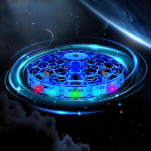 2025 Hand Operated Mini Drone Toy for Kids,UFO Flying Orb Ball,360° Rotation & Dazzling LED Lights,Cool Toys for 6 7 8 9 10 11 12+ Year Old Boys and Girls（Blue）