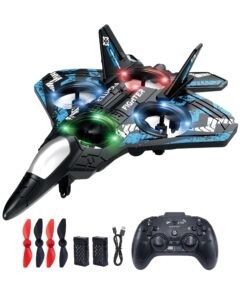 Drones for Kids Form RC Plane, Remote Control Airplane, Aircrafts for Boys and Girls, Jet Helicopter Drones with LED Lights 360° Flip, 2 Rechargeable Batteries Toys for Christmas (2 Batteries)