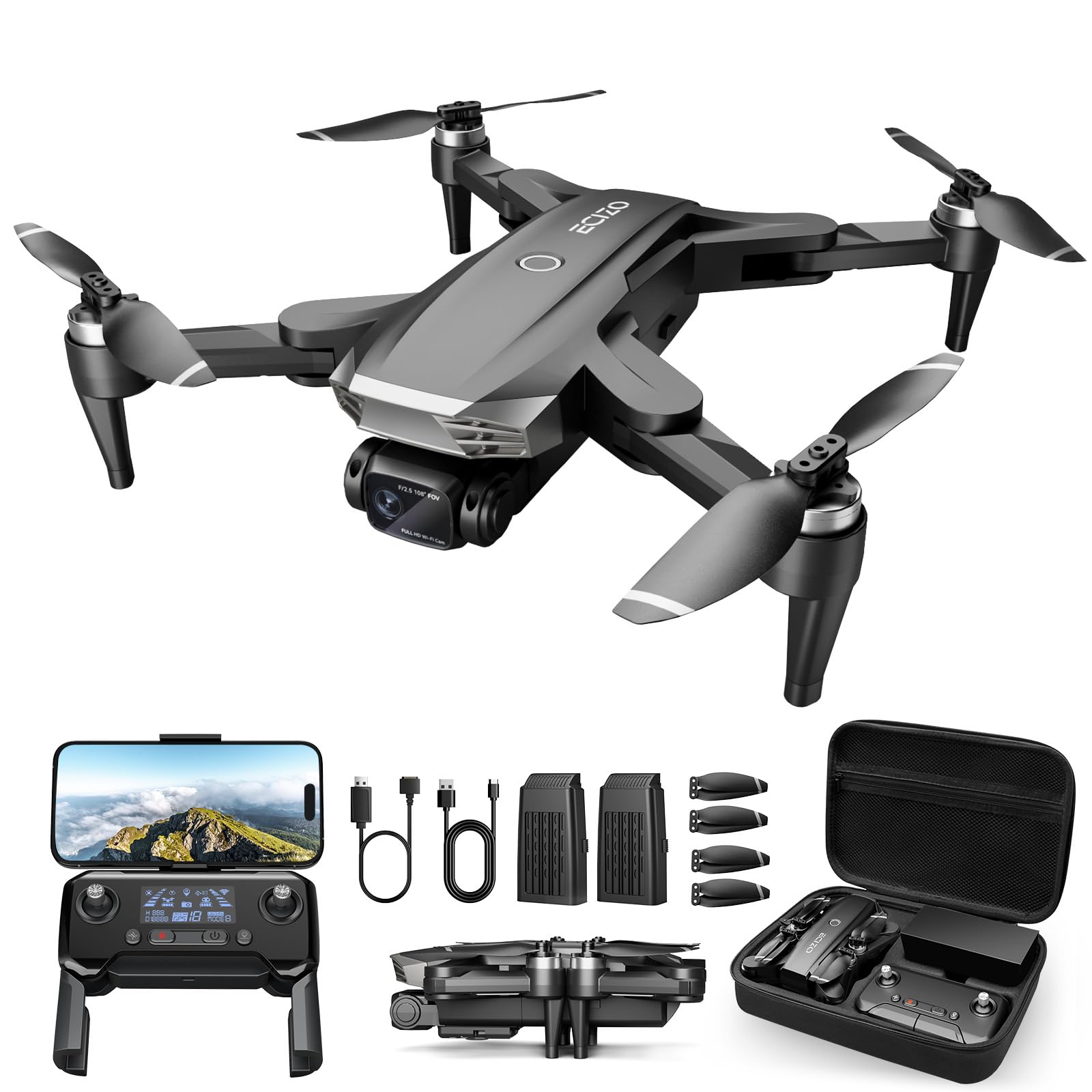 LAKSAKI GPS Drone with Camera for Adults 4K, Auto Return Home, Brushless Motor, Follow Me, 5G FPV Transmission, Smart RC Quadcopter Drones for Beginners Kids, Long Flight and Distance, Under 250G