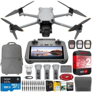 DJI Air 3S Fly More Combo (RC 2 Screen Remote) Drone with 1" CMOS Wide-Angle & Medium Tele Camera, 4K/60fps, Omnidirectional Sensing, Smart RTH, 3 Battery Bundle with Deco Gear Accessories & Software