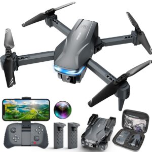 Drone with Camera 1080P HD FPV Foldable Drone for Beginners and Adults, Quadcopter with Voice Gesture Control with Carrying Case, One Key Take Off/Land, Optical Flow Positioning, 360° Flip, Waypoint Fly