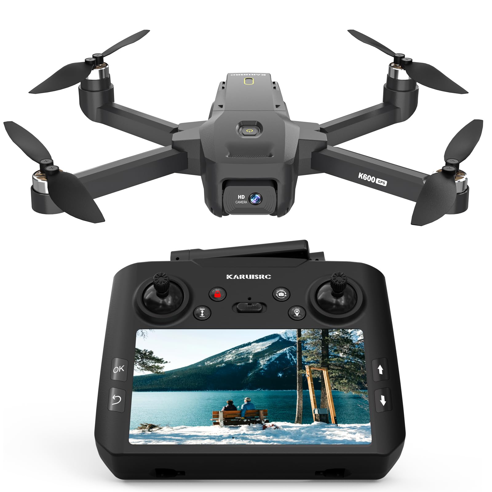 GPS Drone with Camera Adults, 4.5 Inch LCD Screen RC, 32G SD Card with Professional GPS, Auto Return Follow Me for Beginner, Brushless Drones Follow Me Long Range, Handbag Under 249g