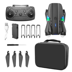 ikaufen E88 Drone with Built-in screen control, Camera for Adults RC Drone With 720P HD Dual Camera WiFi FPV Foldable Quadcopter Aircraft +1 Battery (E88 Dual camera Black)