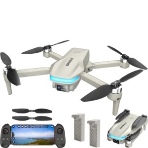 SIMREX Brushless Motor FPV Drone with 4K Camera for Adults, Foldable RC Quadcopter with Optical Flow & Altitude Hold, WiFi Live Video, Gesture/Voice Control, Trajectory Flight (Gray)