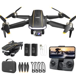 Super Enduring Brushless Motor Drone with Camera for Beginners, CHUBORY A68 WiFi FPV Quadcopter with 2K HD Camera, Auto Hover, 3D Flips, Headless Mode, Trajectory Flight, 2 Batteries, Carrying Case