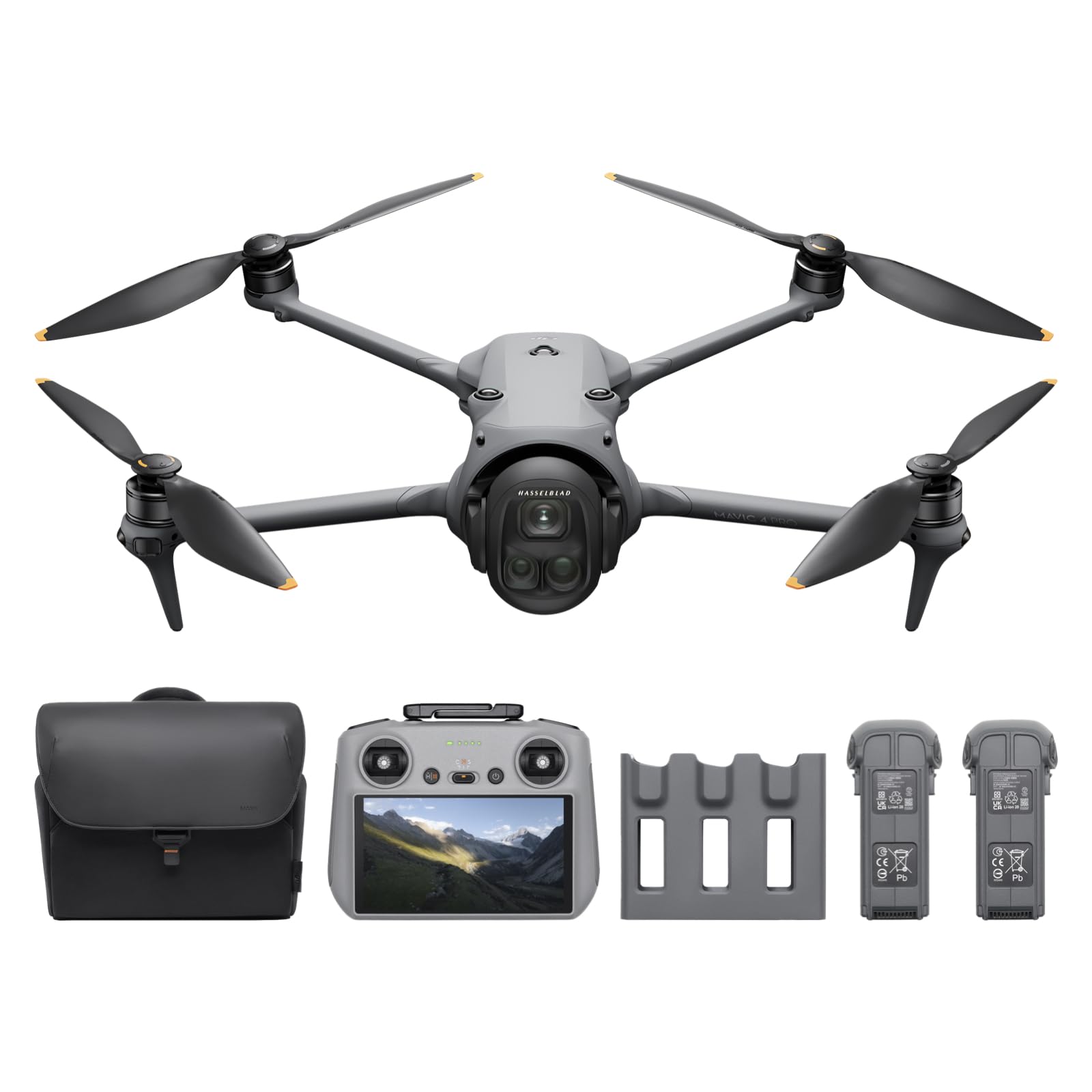 DJI Mavic 4 Pro Fly More Combo with DJI RC 2, Flagship Tri-Camera Drone with 100MP 4/3 CMOS Hasselblad Camera, 30km/18.6mi Video Transmission, 51-Min Max Flight Time, Charging Hub, and More