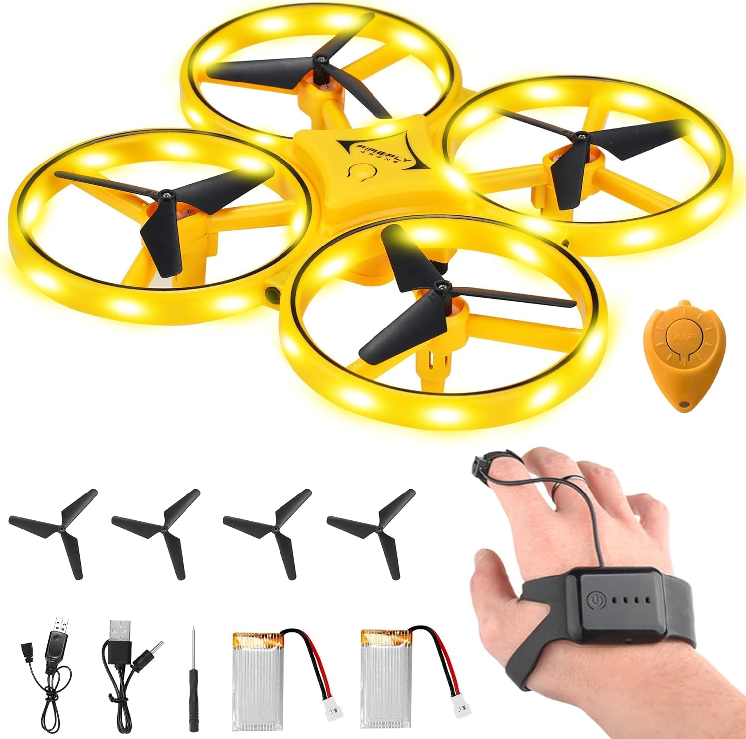 Jekarsy 2026 Upgraded Hand Controlled Drone for Kids Small Rc Quadcopter Aircraft With Smart Watch, Cool LED Remote Control Drone 360° Flips, 3 Modes, 2 Larger Capacity Batteries