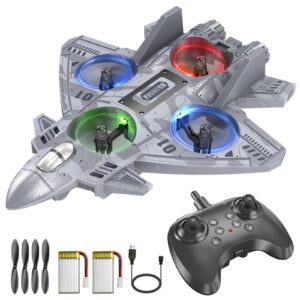RC Plane Remote Control Airplane Drone for Kids Ages 8+, RC Planes Foam Airplanes for Adults Kids, Fighter Jet Toy with Lights 360°Flip and 3 Speed Modes, Airplane Toys Gifts for Teenage Boys