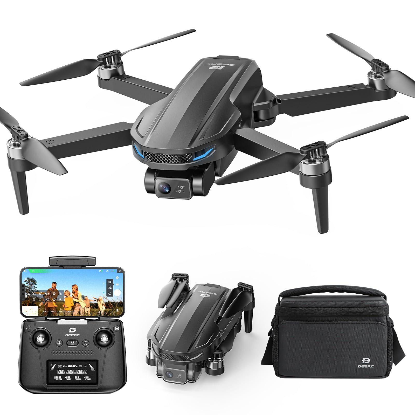 DEERC D65 Drone with 4K UHD Camera for Adults, 2-Axis Gimbal & EIS Stabilization, Under 249g Foldable GPS Quadcopter with Brushless Motors, Follow Me, Waypoint, Orbit, Auto Return, Beginner Friendly